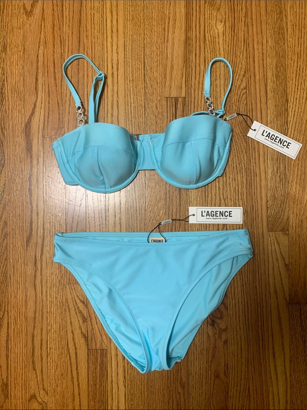 L’AGENCE swimsuit - ice blue ring bikini set Alexandria / Nicole balconette